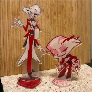 Bundle lot set 2 Hazbin Hotel Angel Dust maid cafe anime acrylic figure standee
